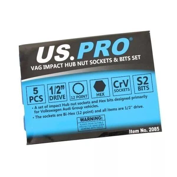 5Pc 1/2 Dr 12 Point Hub Impact Socket,Bit Set for VAG Vehicles 2085