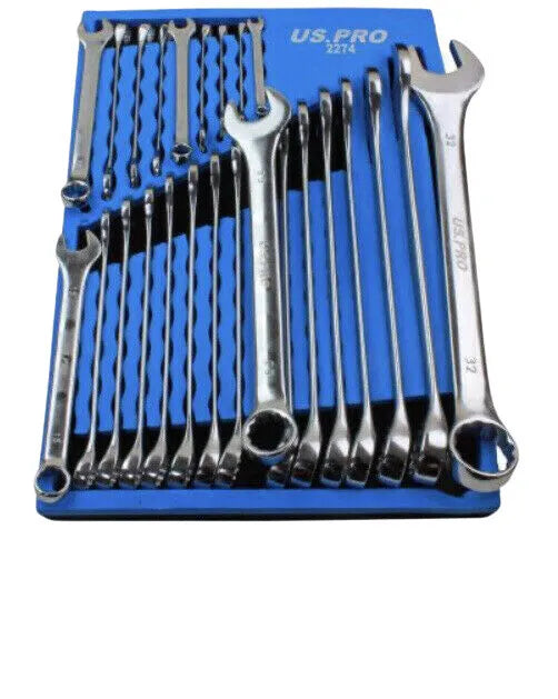 US PRO Tools 25 buc set chei combinate metrice 6 - 32 mm în tavă de spumă