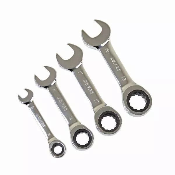 12PC Metric Stubby Gear Ratchet Combination Spanner Set 8-19mm 2045