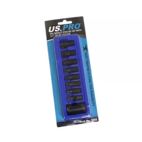 US PRO Tools Set de 9 bucăți Impact Star Torx cu suport DR de 1/2" T30 - T70 